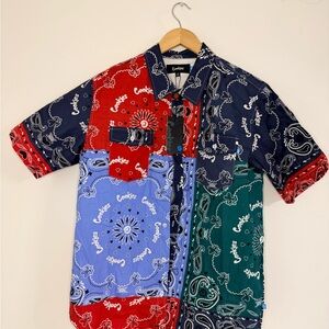Cookies Patchwork Bandana Button Up Shirt Men’s Medium NWT